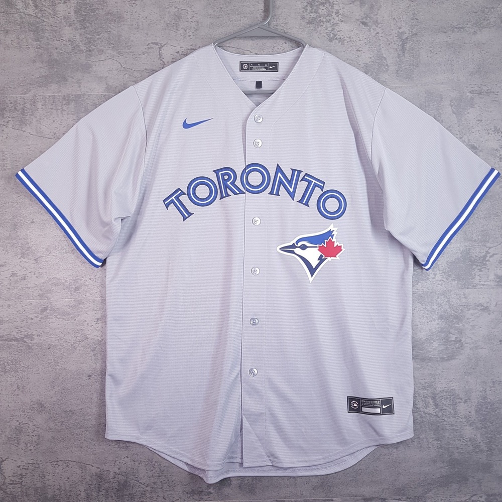 NIKE Toronto Blue Jays Team MLB Baseball Jersey Mens LARGE Grey Blue